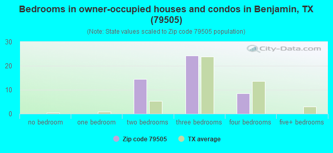 Bedrooms in owner-occupied houses and condos in Benjamin, TX (79505) 