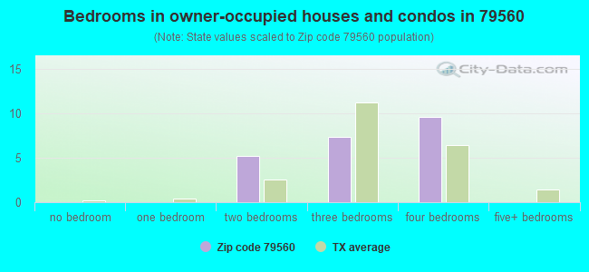 Bedrooms in owner-occupied houses and condos in 79560 