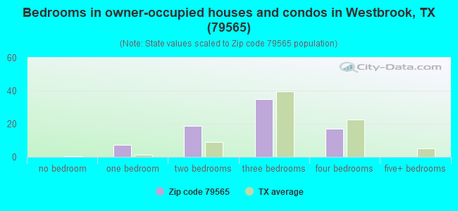 Bedrooms in owner-occupied houses and condos in Westbrook, TX (79565) 