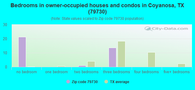 Bedrooms in owner-occupied houses and condos in Coyanosa, TX (79730) 