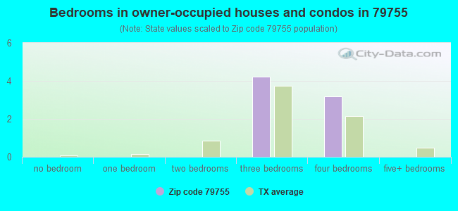 Bedrooms in owner-occupied houses and condos in 79755 