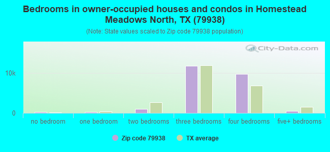 Bedrooms in owner-occupied houses and condos in Homestead Meadows North, TX (79938) 
