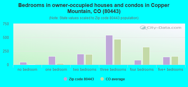 Bedrooms in owner-occupied houses and condos in Copper Mountain, CO (80443) 