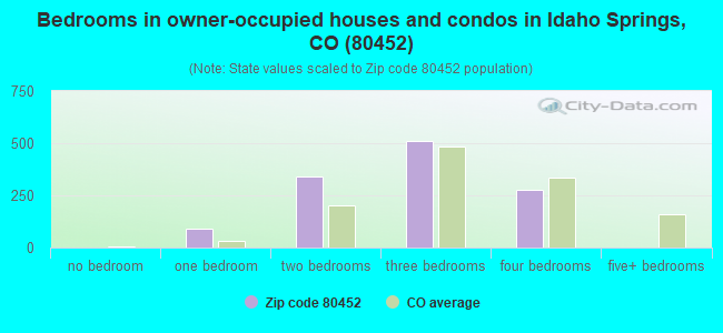 Bedrooms in owner-occupied houses and condos in Idaho Springs, CO (80452) 