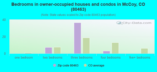 Bedrooms in owner-occupied houses and condos in McCoy, CO (80463) 