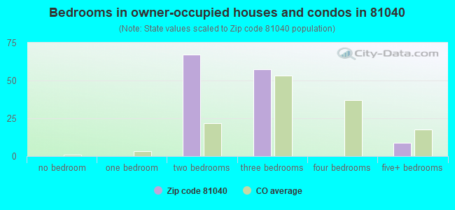 Bedrooms in owner-occupied houses and condos in 81040 