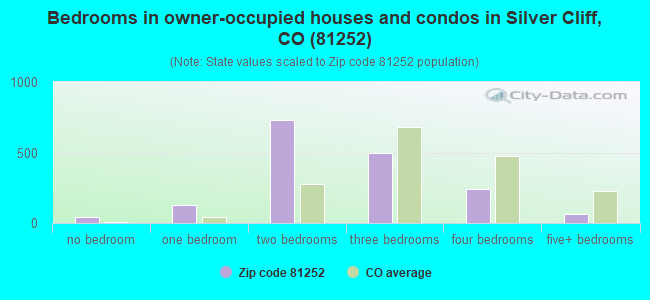 Bedrooms in owner-occupied houses and condos in Silver Cliff, CO (81252) 