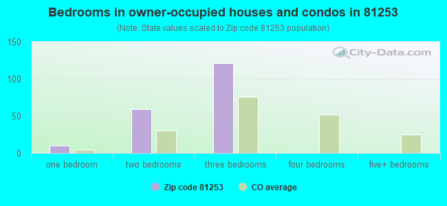 Bedrooms in owner-occupied houses and condos in 81253 