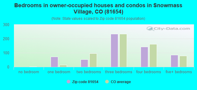 Bedrooms in owner-occupied houses and condos in Snowmass Village, CO (81654) 