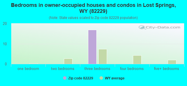 Bedrooms in owner-occupied houses and condos in Lost Springs, WY (82229) 