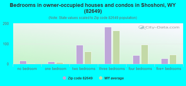 Bedrooms in owner-occupied houses and condos in Shoshoni, WY (82649) 