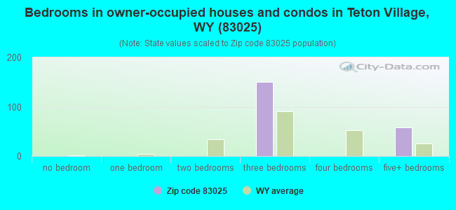 Bedrooms in owner-occupied houses and condos in Teton Village, WY (83025) 