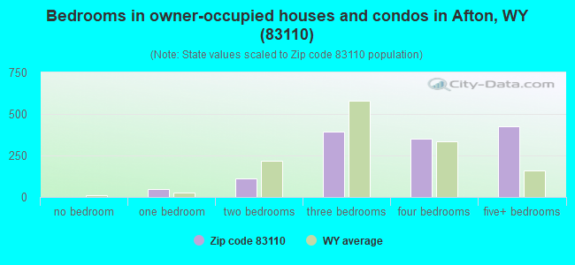 Bedrooms in owner-occupied houses and condos in Afton, WY (83110) 
