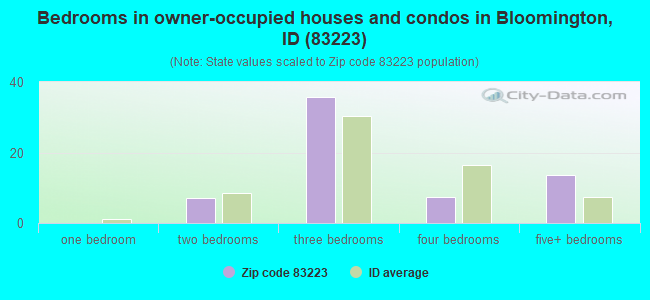 Bedrooms in owner-occupied houses and condos in Bloomington, ID (83223) 