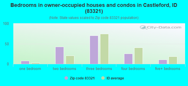 Bedrooms in owner-occupied houses and condos in Castleford, ID (83321) 