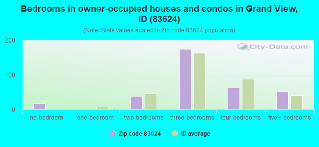 Bedrooms in owner-occupied houses and condos in Grand View, ID (83624) 