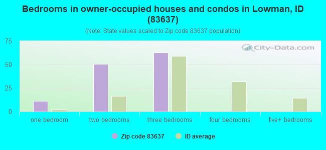 Bedrooms in owner-occupied houses and condos in Lowman, ID (83637) 