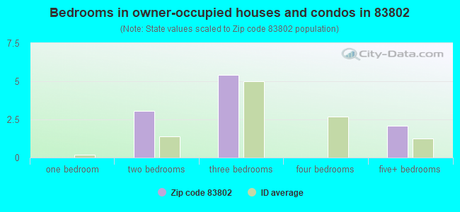 Bedrooms in owner-occupied houses and condos in 83802 