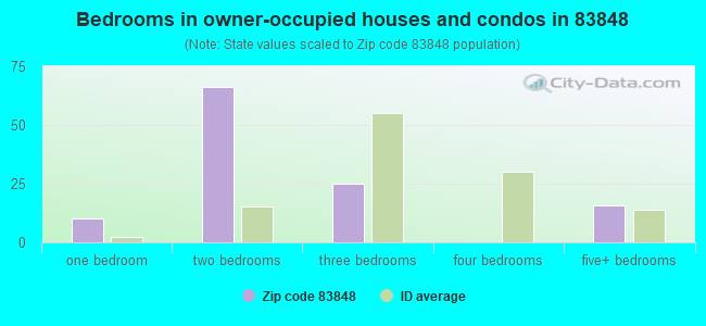 Bedrooms in owner-occupied houses and condos in 83848 