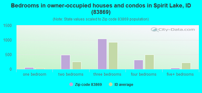 Bedrooms in owner-occupied houses and condos in Spirit Lake, ID (83869) 