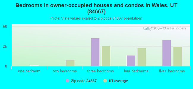 Bedrooms in owner-occupied houses and condos in Wales, UT (84667) 