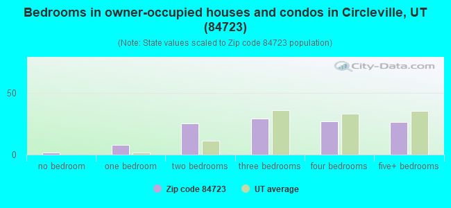 Bedrooms in owner-occupied houses and condos in Circleville, UT (84723) 