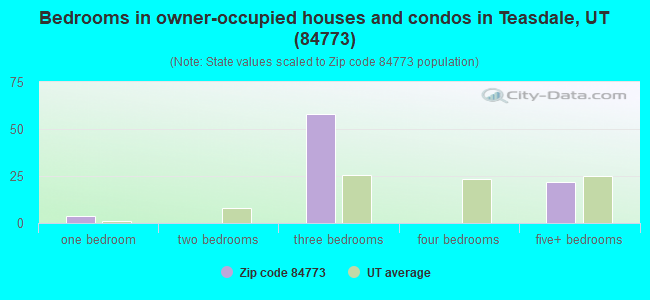 Bedrooms in owner-occupied houses and condos in Teasdale, UT (84773) 