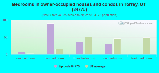 Bedrooms in owner-occupied houses and condos in Torrey, UT (84775) 