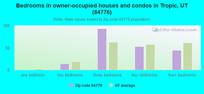 Bedrooms in owner-occupied houses and condos in Tropic, UT (84776) 