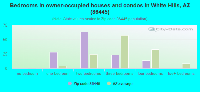 Bedrooms in owner-occupied houses and condos in White Hills, AZ (86445) 