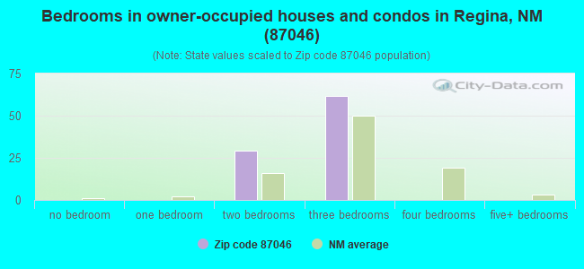 Bedrooms in owner-occupied houses and condos in Regina, NM (87046) 