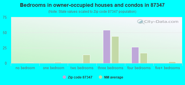 Bedrooms in owner-occupied houses and condos in 87347 