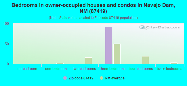 Bedrooms in owner-occupied houses and condos in Navajo Dam, NM (87419) 