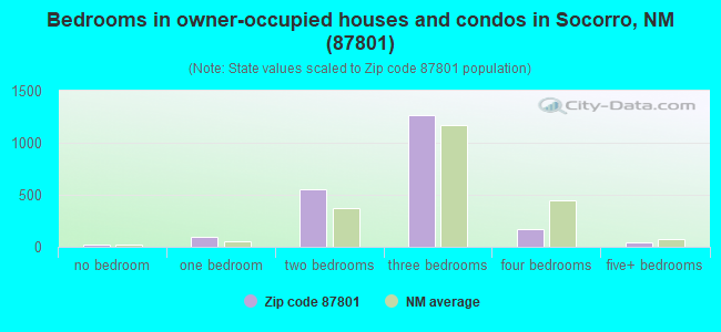 Bedrooms in owner-occupied houses and condos in Socorro, NM (87801) 