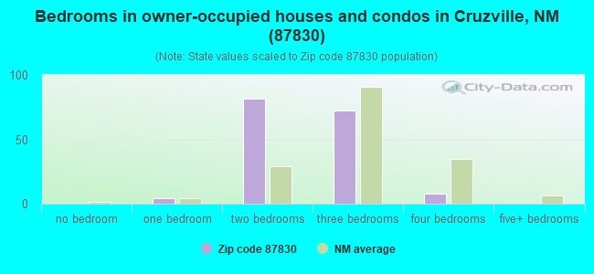 Bedrooms in owner-occupied houses and condos in Cruzville, NM (87830) 