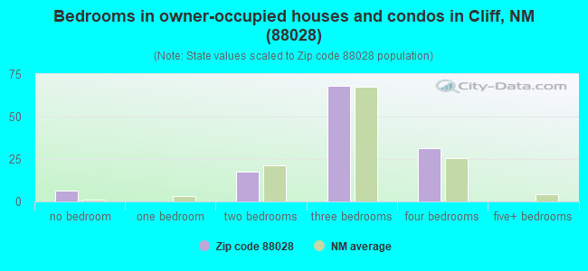 Bedrooms in owner-occupied houses and condos in Cliff, NM (88028) 