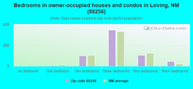 Bedrooms in owner-occupied houses and condos in Loving, NM (88256) 