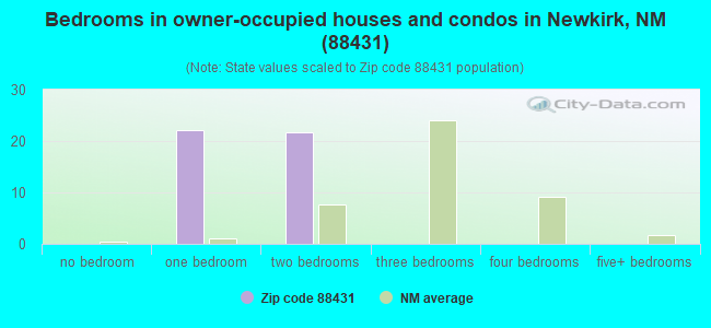 Bedrooms in owner-occupied houses and condos in Newkirk, NM (88431) 