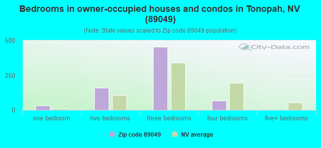 Bedrooms in owner-occupied houses and condos in Tonopah, NV (89049) 