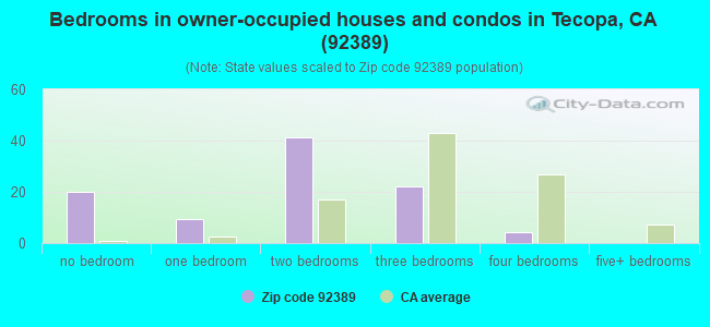 Bedrooms in owner-occupied houses and condos in Tecopa, CA (92389) 
