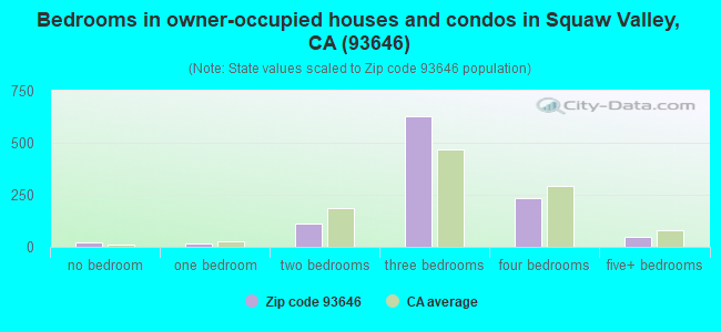 Bedrooms in owner-occupied houses and condos in Squaw Valley, CA (93646) 