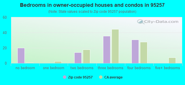 Bedrooms in owner-occupied houses and condos in 95257 