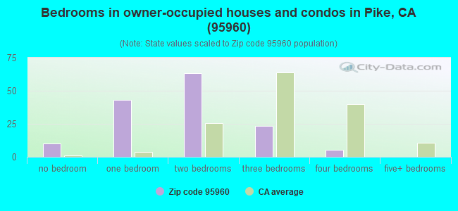 Bedrooms in owner-occupied houses and condos in Pike, CA (95960) 