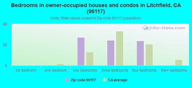 Bedrooms in owner-occupied houses and condos in Litchfield, CA (96117) 