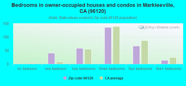 Bedrooms in owner-occupied houses and condos in Markleeville, CA (96120) 
