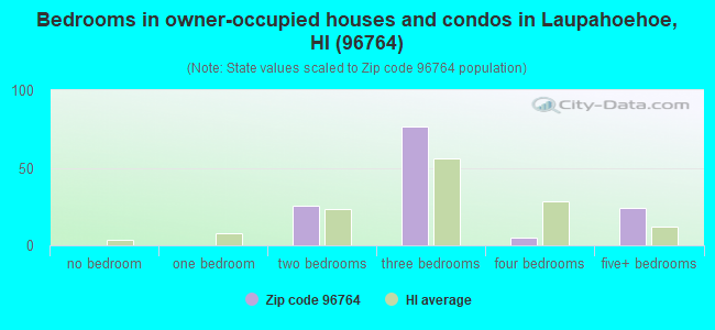 Bedrooms in owner-occupied houses and condos in Laupahoehoe, HI (96764) 