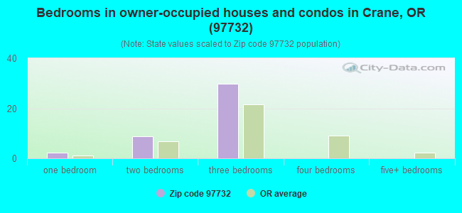 Bedrooms in owner-occupied houses and condos in Crane, OR (97732) 