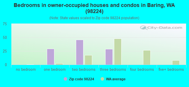 Bedrooms in owner-occupied houses and condos in Baring, WA (98224) 
