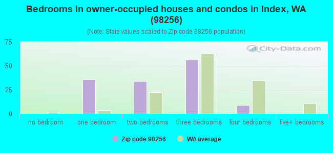 Bedrooms in owner-occupied houses and condos in Index, WA (98256) 