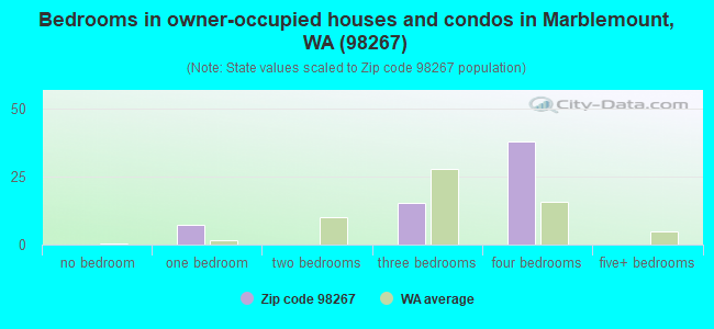 Bedrooms in owner-occupied houses and condos in Marblemount, WA (98267) 